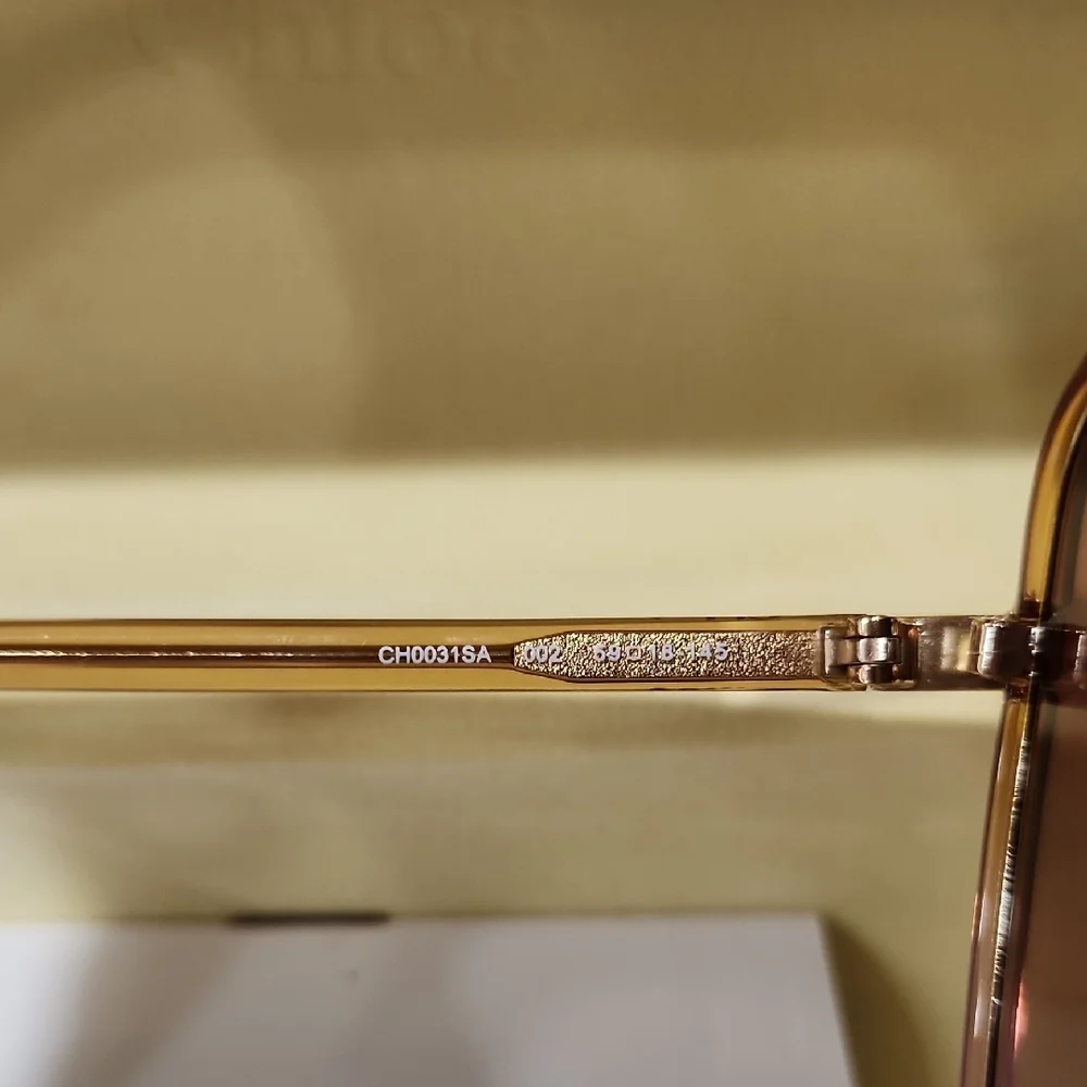 NEW CHLOE CH0031SA 002 59mm Pink Gold Oversized Sunglasses Italy - Picture 11 of 14